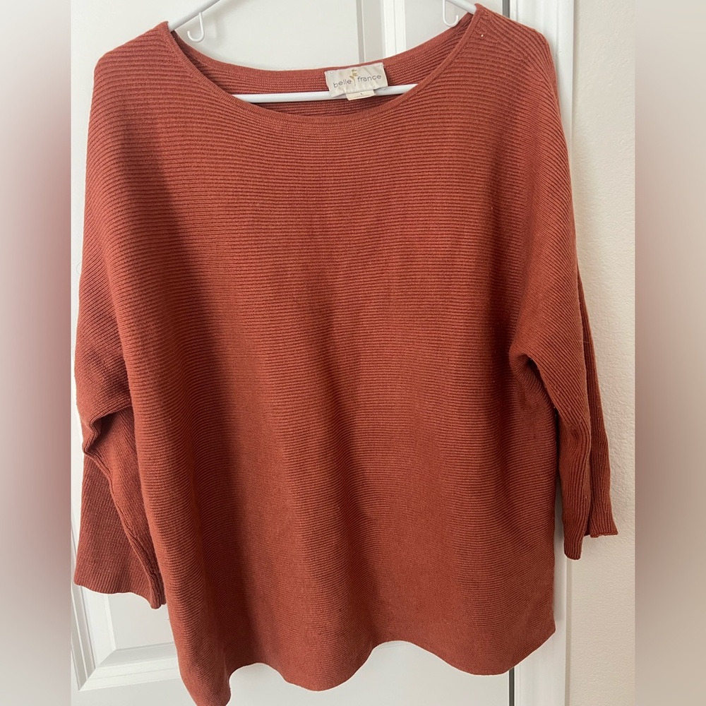 Rust Orange Ribbed Sweater - Picture 2 of 2